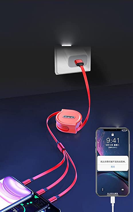 Versatile 4ft/1.2m 3-in-1 USB Charging Cable