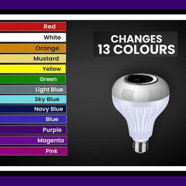 Multicolored LED Bulb with Bluetooth Speaker & Remote